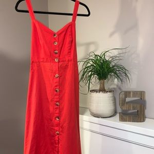 Red button down dress